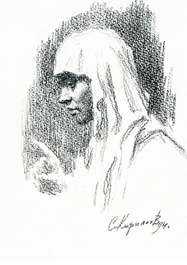 Женщина, грозящая пальцем. 1994. Б., кар. 28x20. Сергей Кириллов.