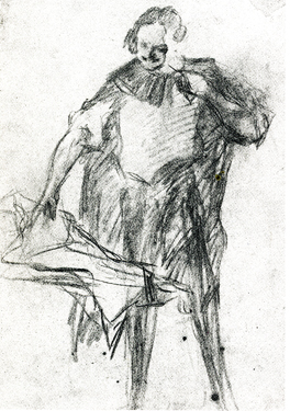 Figure of Peter Holding a Map. 1983. P., charcoal 56x40. Sergei Kirillov