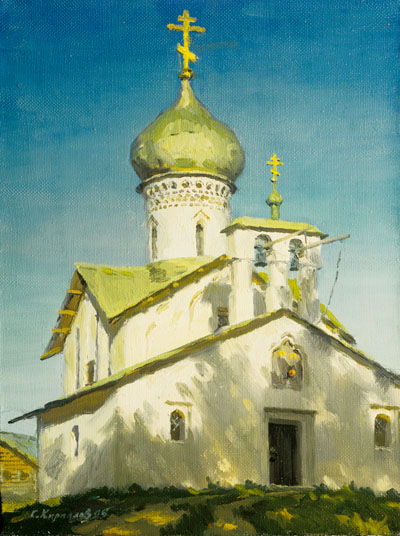 Church of St.Joachim and St.Ann. From the Seventeenth-Century Pskov City Series. 1995. Oil, cvs 40x30. Sergei Kirillov