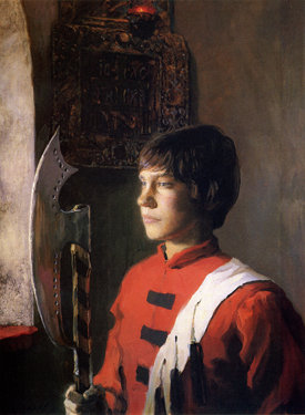 A Boy Strelets. A portrait from the Russian People Series. 1990. Oil, cvs 90x70. Sergei Kirillov